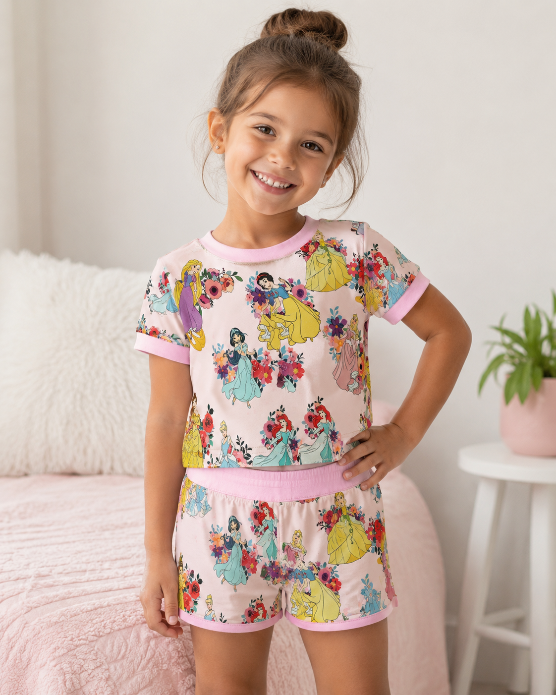 Kid's Short Sleeve and Shorts Set 5/6 - Princess Floral