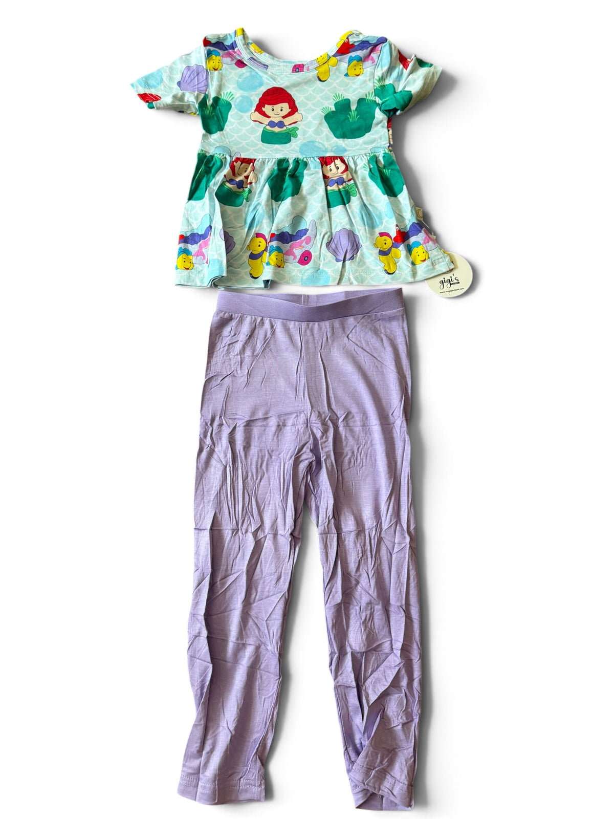 Bamboo Peplum and Leggings Size 4T - Little Mermaid Little People